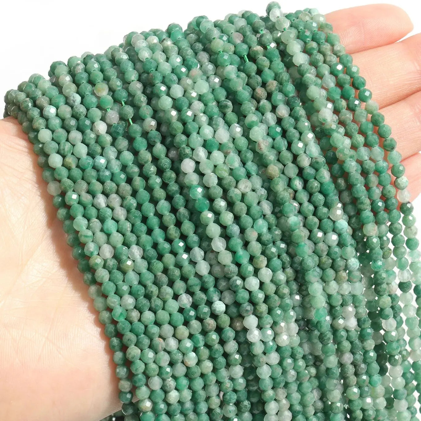 2 3 4mm 15" natürliche afrikanische Smaragdperle kleine facettierte Steine runde lose Steinperlen für DIY Armband Halskette Schmuckherstellung