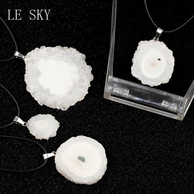 Neue natürliche Druzy Stein Anhänger Sonnenblume weiß Kristall Anhänger Charms für die Herstellung von DIY Schmuck Halskette Zubehör
