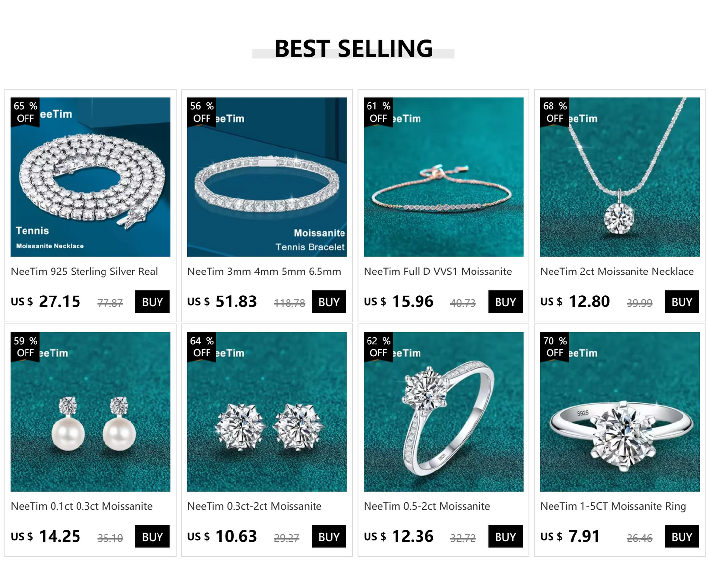 NeeTim 0,5–5 ct Moissanit-Ring für Damen, 925er Sterlingsilber mit weißvergoldetem Labordiamant, Verlobungs- und Ehering-Schmuck