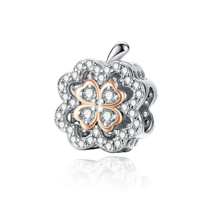 WOSTU Muttertags-Charm aus 925er-Sterlingsilber mit Rosenblüten-Anhänger, Baum des Lebens, Herzperlen, passend für Armbänder, Halsketten, DIY-Geschenk für Mama