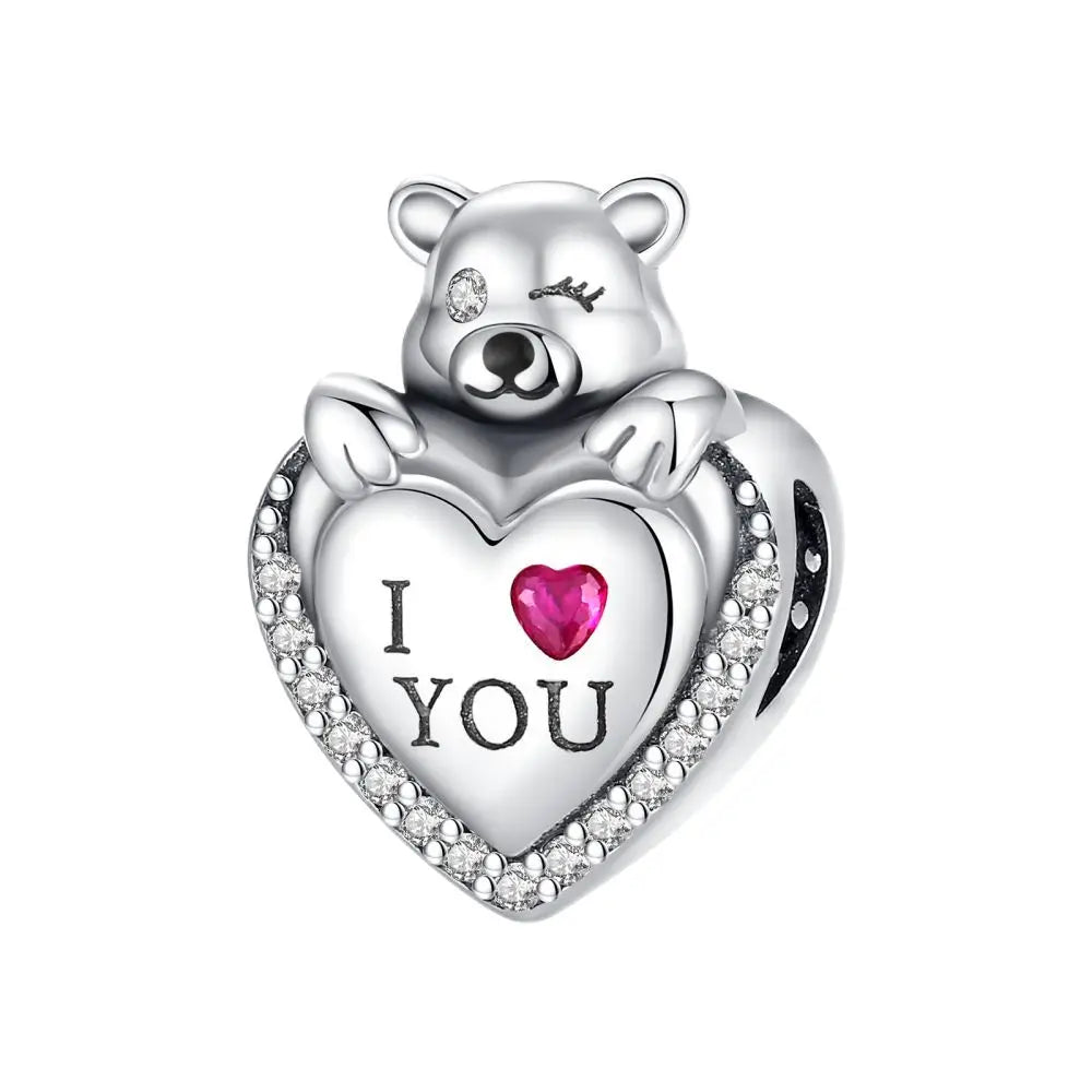 Romantischer 925 Sterling Silber Liebesschlüssel Herz-zu-Herz Charm für DIY Armband Halskette Verlobung Party Geschenke