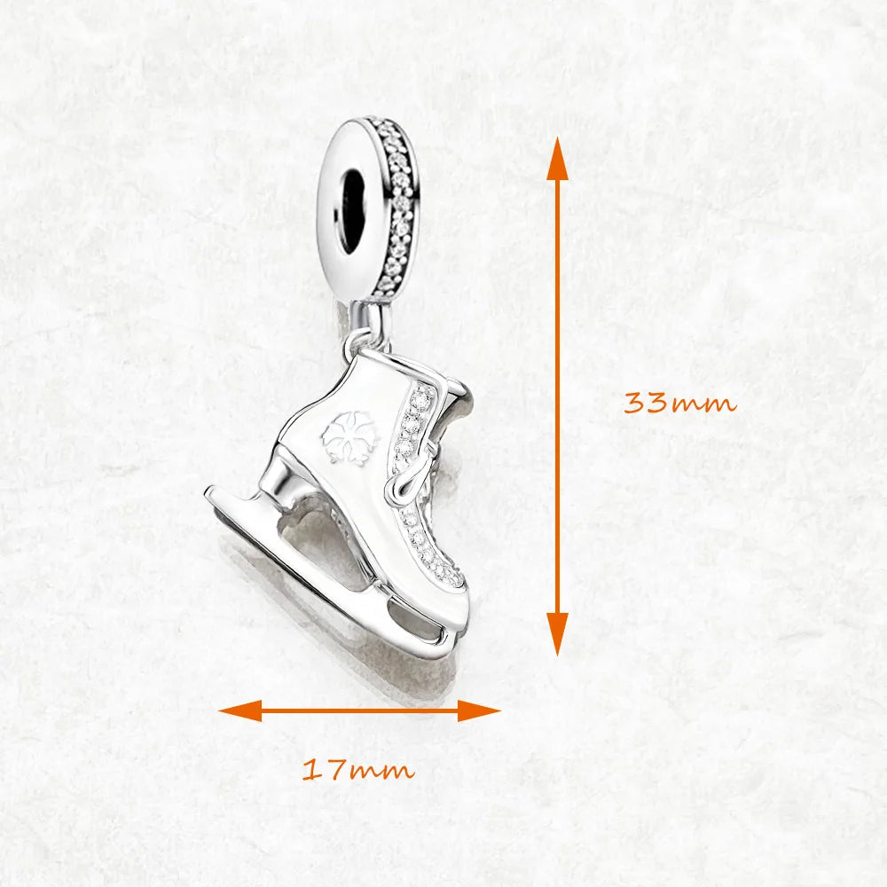 Schlittschuh-Anhänger, 925er-Sterlingsilber, sportliches Weihnachtsgeschenk für Damen und Herren