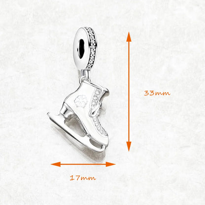 Schlittschuh-Anhänger, 925er-Sterlingsilber, sportliches Weihnachtsgeschenk für Damen und Herren