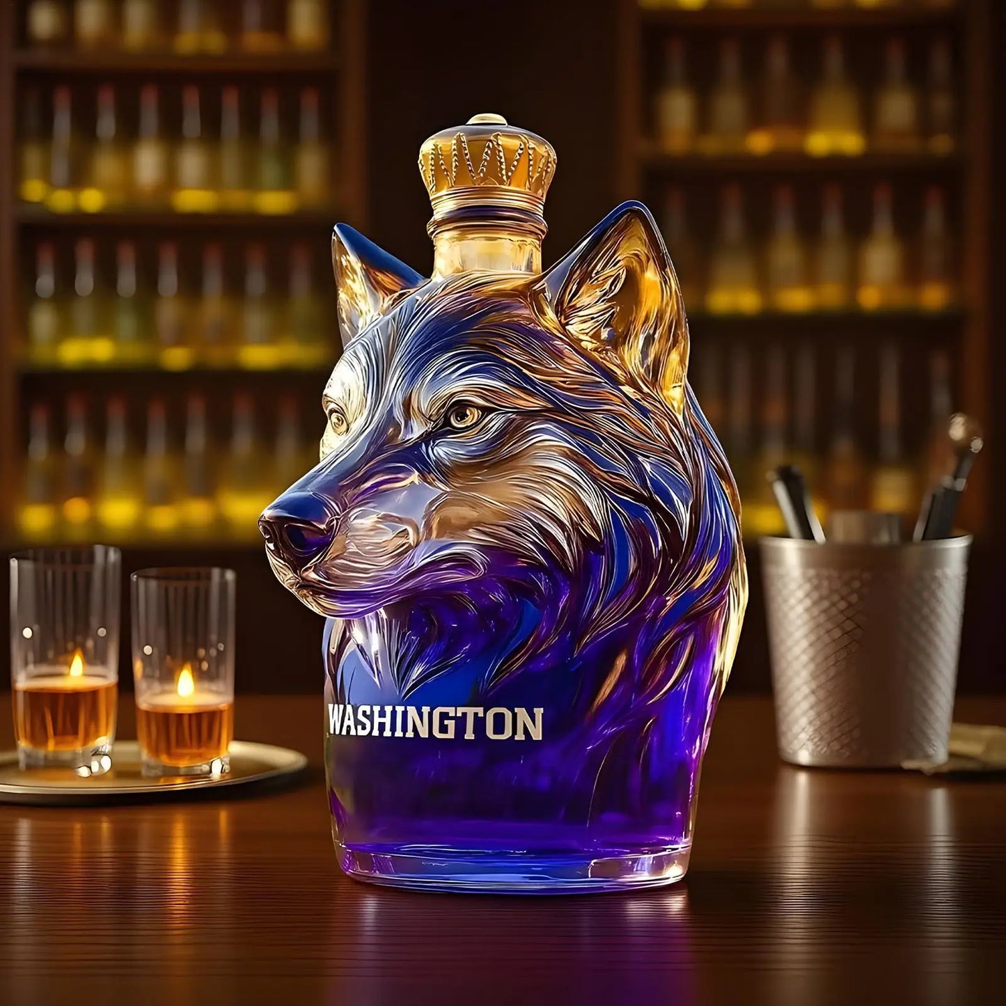 Hundekopf-Whisky-Dekanterflasche, künstlerischer, auslaufsicherer Spirituosenspender für Bourbon Wodka, einzigartige Heimbar-Dekoration und Gespräch