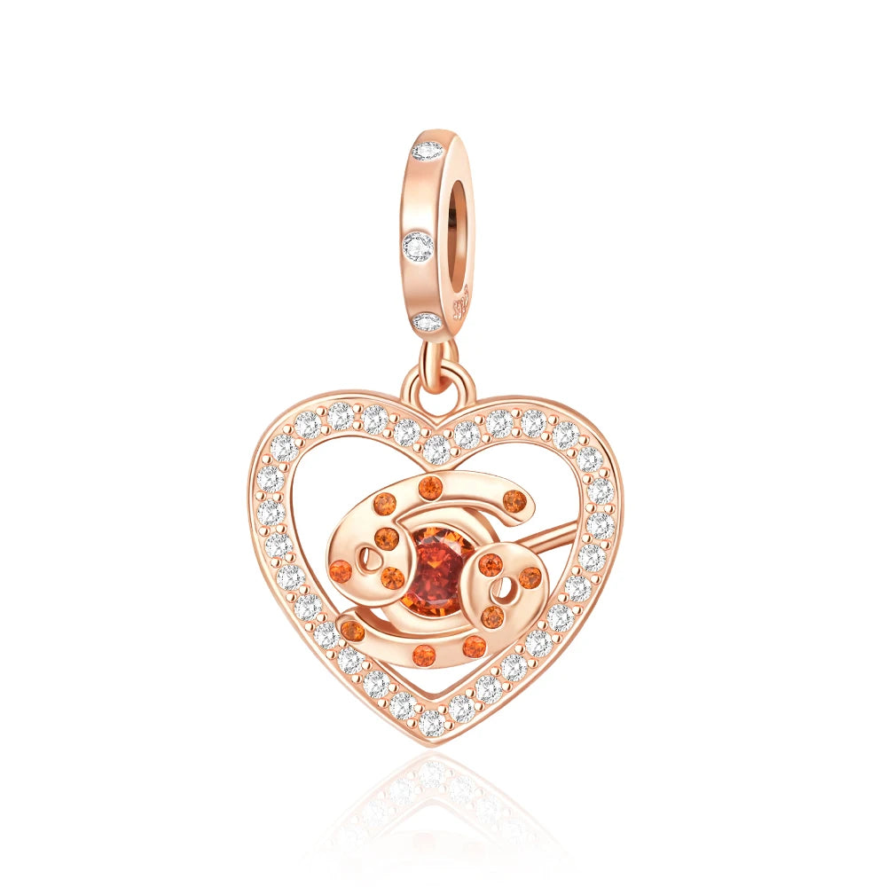 Roségold-Serie, 925er-Sterlingsilber, Zwölf Sternbilder, Halbmondkrone, High-Heel-Charm, passend für DIY-Armbänder, Halsketten, Geschenke