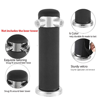 Bierfass-Turm-Isolator, Neopren-Fass-Turmabdeckung für 3-Zoll-Kegerator-Säule, Ende des Schaums und sorgt für eiskalte Poren