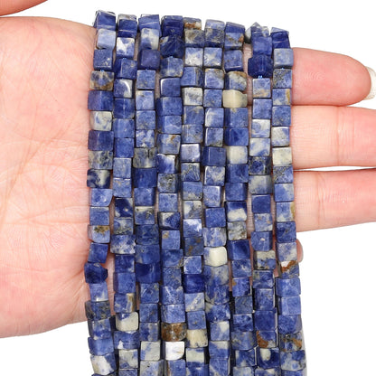 4 mm quadratische Würfelform-Perlen, natürlicher Lapislazuli, Amazonit, lila Achat-Steinperlen für Schmuckherstellung, DIY-Armband-Zubehör