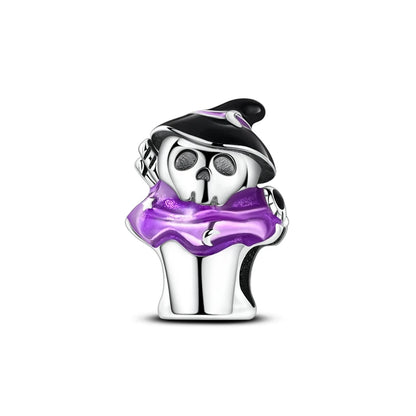 Lila Serie 925 Sterling Silber Traubenblüten Weinflasche Lebensbaum Tulpen Schnur-Dekoration Passend für DIY Armband Halskette Geschenk