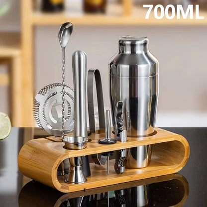Mixology Barkeeper Kit 10-teiliges Bar-Werkzeugset mit Bambusständer Martini-Cocktail-Shaker-Set für ein perfektes Getränkemisch-Erlebnis