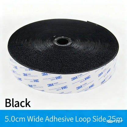 3M 9448A Schwarzes doppelseitiges Klebeband, 25 m, 16–100 mm, starkes, spurloses Seitenbefestigungsband mit Klettverschluss, hochtemperaturbeständig