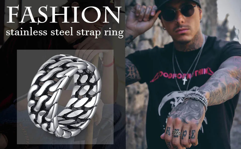 Coole Punk-Vintage-Natursteinringe für Männer, geometrische Siegelringe aus Edelstahl, stilvoller Retro-Ethno-Fingerschmuck als Geschenk