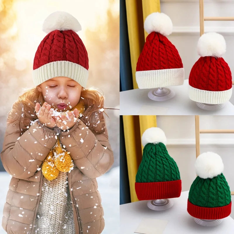 Weihnachten Weihnachten Santa Neujahr Hut Outdoor Winter Warme Häkeln Stricken Mützen Schädeldecke Pompom Kappe Motorhaube Party Geschenke Für Erwachsene Kinder