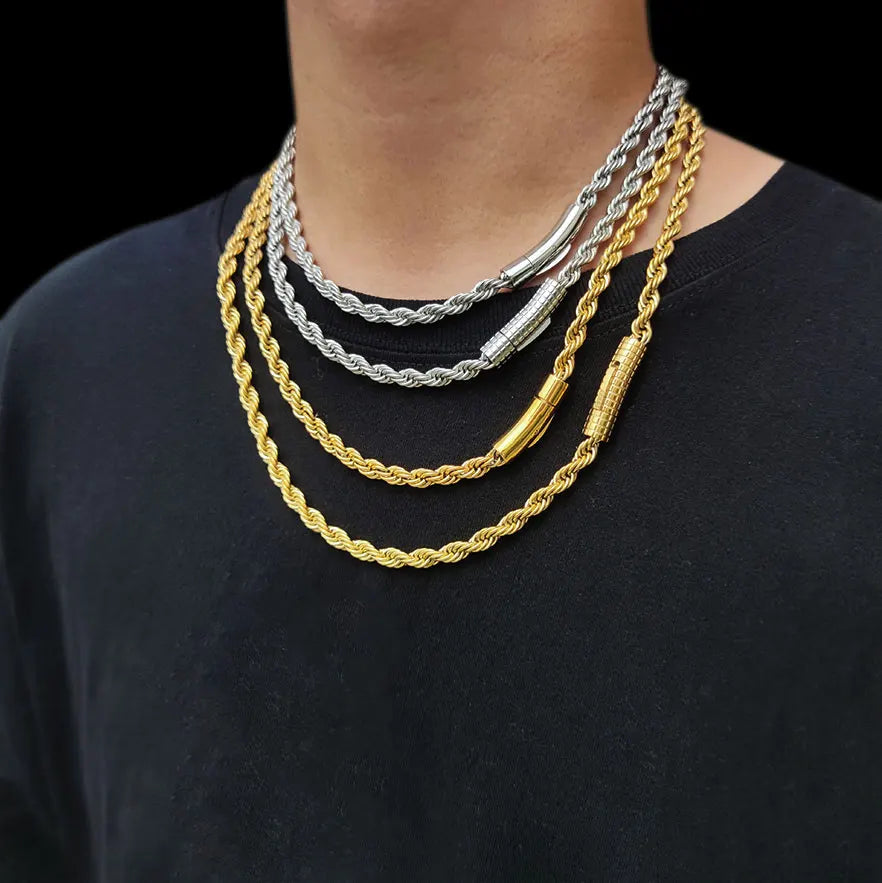 Hip Hop Schmuck pvd plattiert Herren 6mm Edelstahl Franco Seil Kette Halskette 16-26 "für Männer Frauen Geschenk