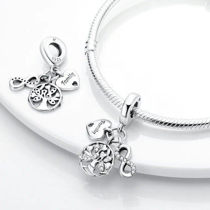 Heißer Verkauf Charms Perlen 925 Sterling Silber Farbe Bogen Kreuz Lebensbaum Perlen Fit DIY Original Armreif Charme Anhänger Schmuck