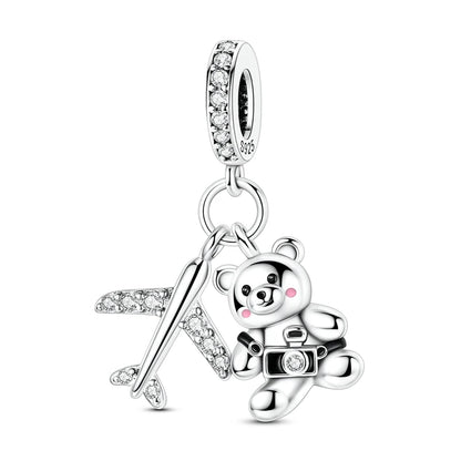Charms aus 925er-Sterlingsilber, Flugzeug, Reisepass, Elefant, Perlenanhänger, passend für Original-Armbänder, für Frauen, Geburtstag, Modeschmuck, Geschenk