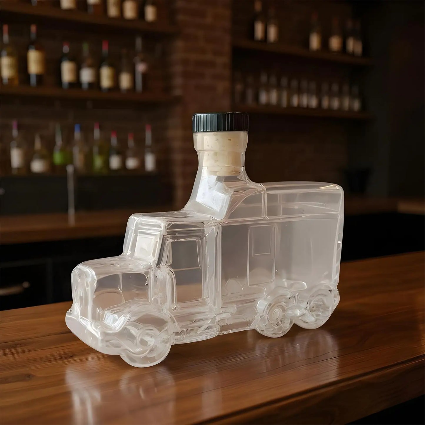 Bourbon-Dekanter, halber LKW-B Bourbon-Spender, 375 ml, Vintage-Schnapsbehälter mit interessantem Stopfen zum Hosten von Brunch-Bier
