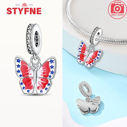 Neue Silber 925 Blaue Libelle Schmetterling Charms Perlen Fit Original Armband für Frauen DIY Edlen Schmuck Zubehör Perlen Geschenke