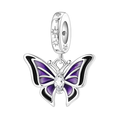 Glänzende Schmetterlingsanhänger aus 925er-Sterlingsilber mit flatternder Dunkelheit, passend für DIY-Armbänder, Halsketten, romantisches Geschenk, Paarung