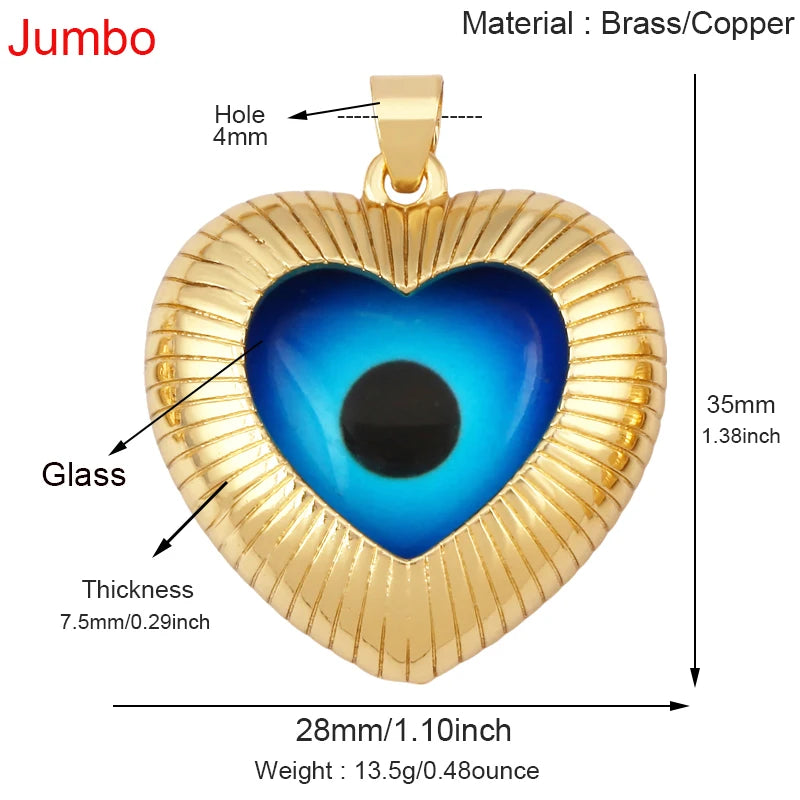 Blaues rundes Herz-Augen-Glücksamulett, türkischer Glücksanhänger, echtes 18 Karat vergoldetes Halsketten-Armband, Schmuckzubehör, S52