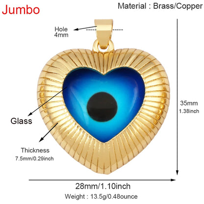 Blaues rundes Herz-Augen-Glücksamulett, türkischer Glücksanhänger, echtes 18 Karat vergoldetes Halsketten-Armband, Schmuckzubehör, S52