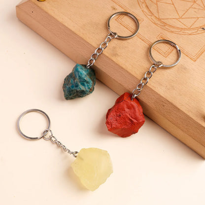 1 STÜCK Natürlicher Kristall Rohstein Rosenquarz Edelstein Handwerk Kristall Schlüsselanhänger Edelstahl Handtasche Dekor Zubehör