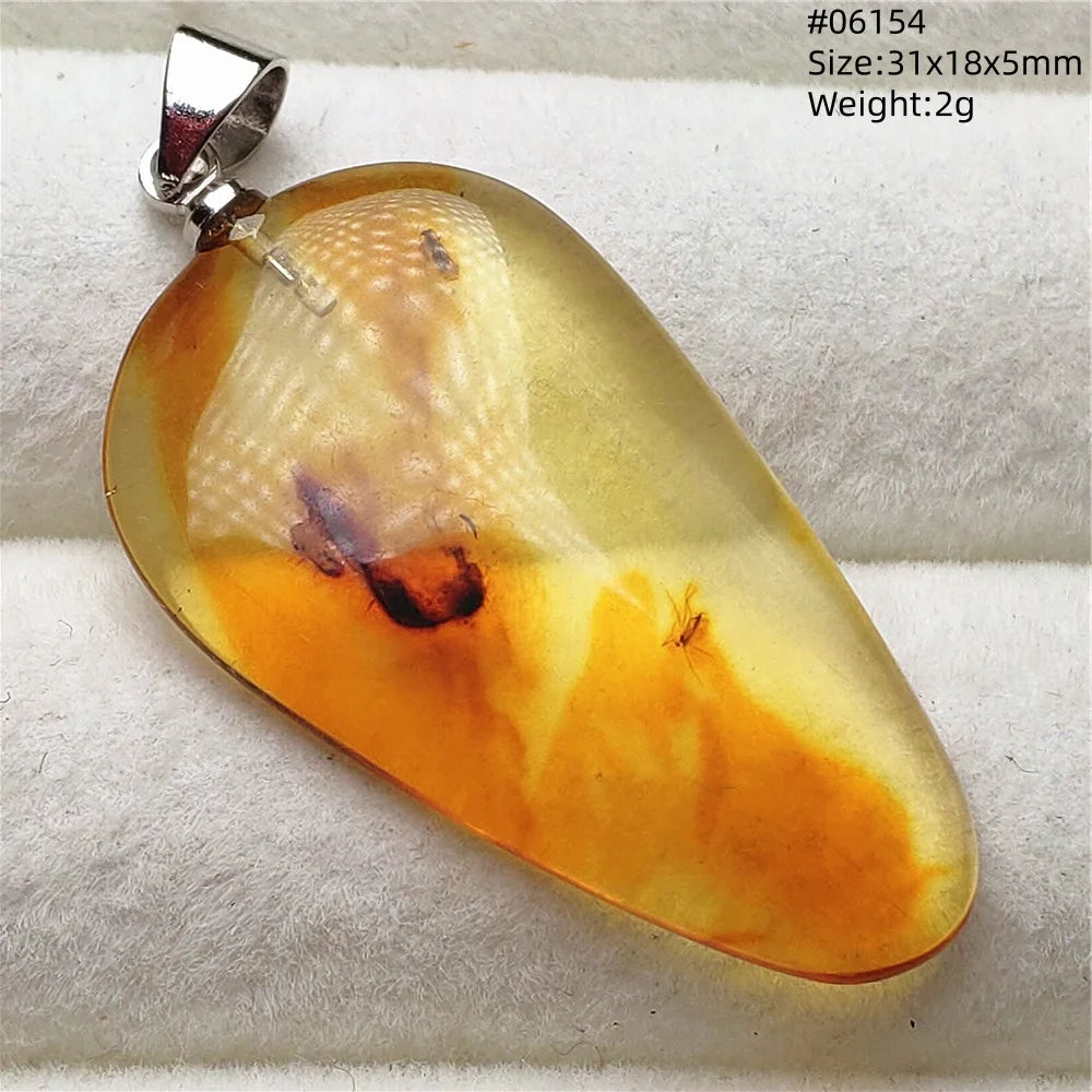 Natürlicher Piebald-Bernstein-Anhänger, gelber Bernstein, 36 x 23 x 14 mm, Edelstein-Anhänger, Halskette, Schmuck, AAAAA