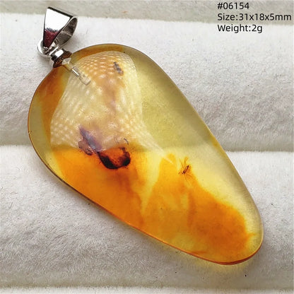 Natürlicher Piebald-Bernstein-Anhänger, gelber Bernstein, 36 x 23 x 14 mm, Edelstein-Anhänger, Halskette, Schmuck, AAAAA