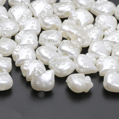 50 stücke 11mm Acryl Imitation Perle Perlen Cartoon Katze Perlen Für Schmuck Machen Armband Halskette Hand Diy Zubehör