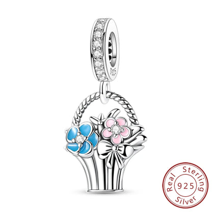 Frühling Charms Perlen Anhänger 925 Sterling Silber Blume Schmetterling Libelle Pilz Charms Fit Armband Frau Mann DIY Schmuck