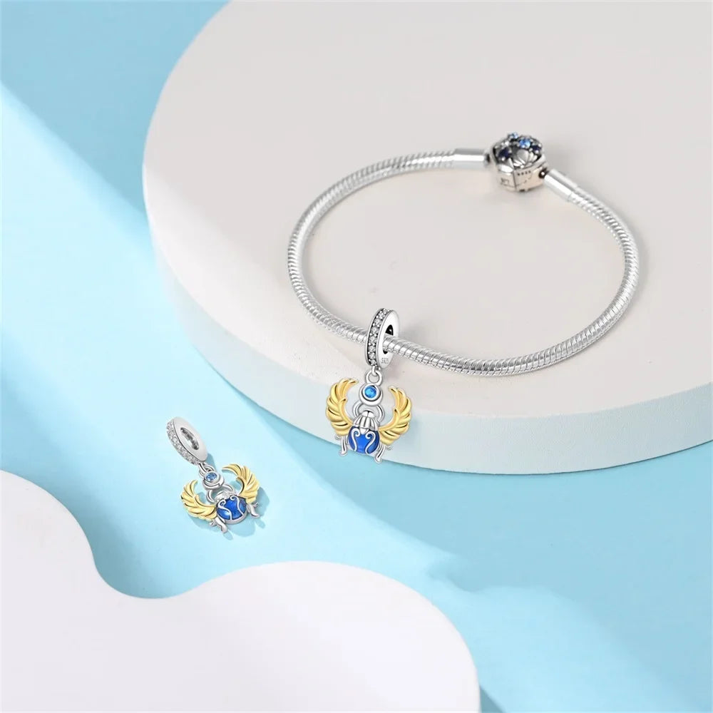 Charm-Anhänger aus 925er-Sterlingsilber, Wüstenpyramide, Kamel, Elefant, passend für Armbänder, Original-Charm für Frauen, DIY-Schmuckherstellung