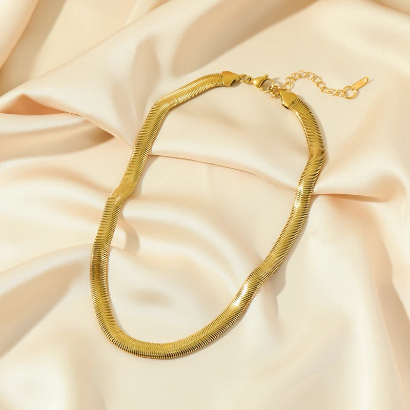 EILIECK 316L Edelstahl Gold Farbe Dicke Schlange Kette Halskette Für Frauen Mädchen Trendy Wasserdicht Schmuck Dame Geschenk Party