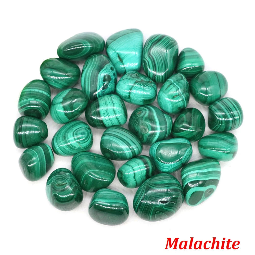 Natürliche Trommelstein-Heilkristalle, Malachit, Amazonit, Chiastolith, Probe, Energie, Mineral, Tank, Aquarium, Garten, Heimdekoration