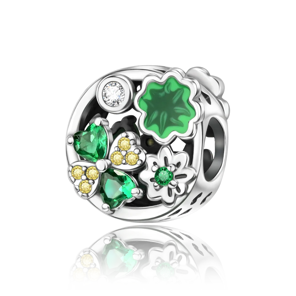 Anhänger aus 925er-Sterlingsilber, grüne Serie, Blumenbaum, Apfel-Anhänger, DIY, feine Perlen, passend für Original-Charms-Armbänder, Damenschmuck, Diy