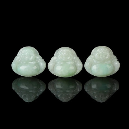 1-teiliger Naturstein-Smaragd-Jadeit, geschnitzter Buddha-Form-Anhänger mit Loch, Jade für Schmuckherstellung, DIY-Halskette, Armband, Zubehör