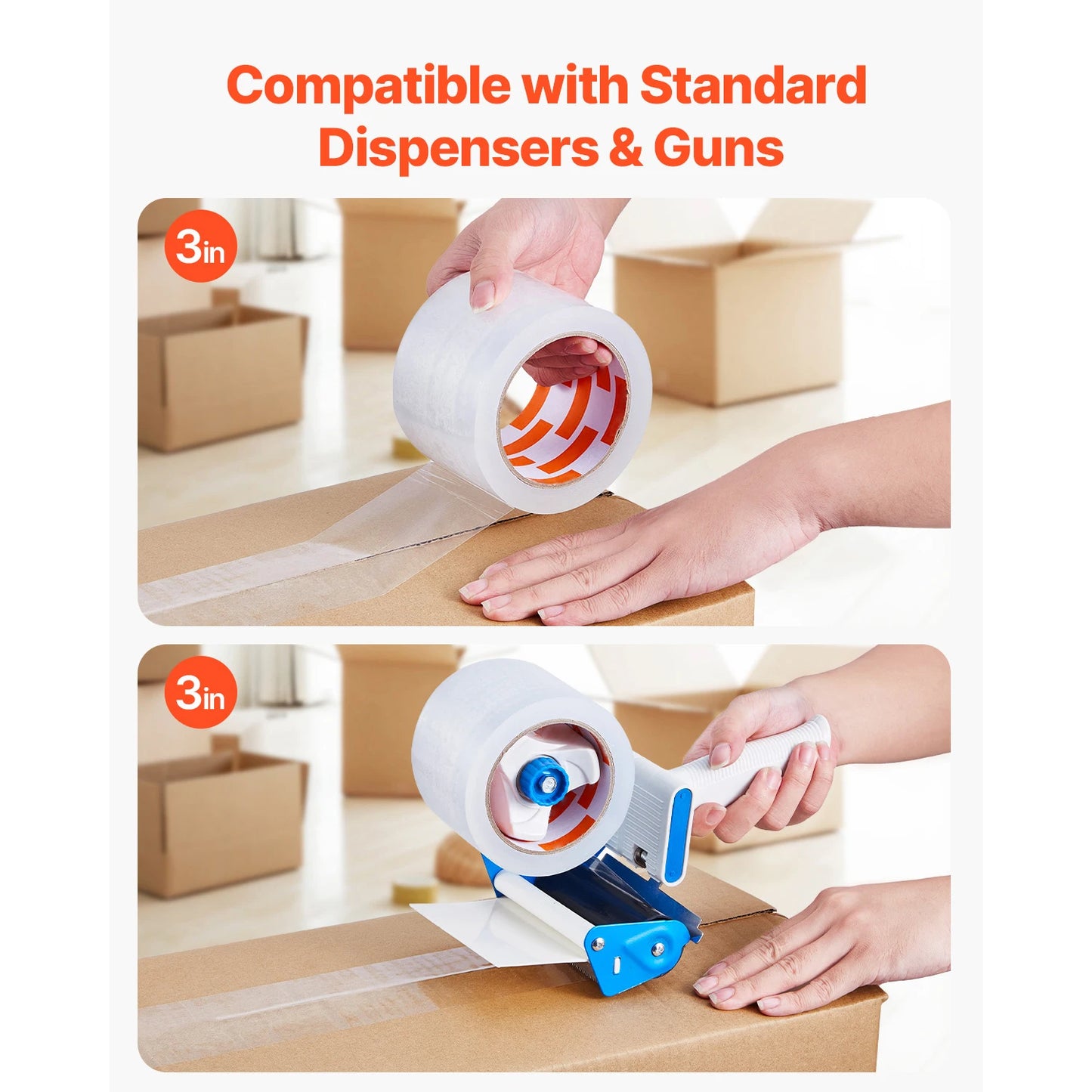 SucceBuy 6/24 Rollen 7,6 cm 70 m hochviskoses, transparentes Klebeband, transparentes Verpackungsband für Büroverpackungen, Expressverpackungen