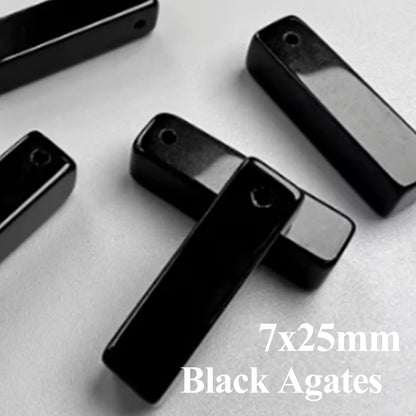 5 teile/los Naturstein Anhänger Rechteck Schwarz Achate Anhänger Charms für Die Herstellung DIY Jewerly Halskette Armband 7x25mm