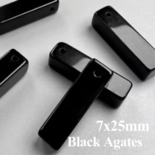 5 teile/los Naturstein Anhänger Rechteck Schwarz Achate Anhänger Charms für Die Herstellung DIY Jewerly Halskette Armband 7x25mm