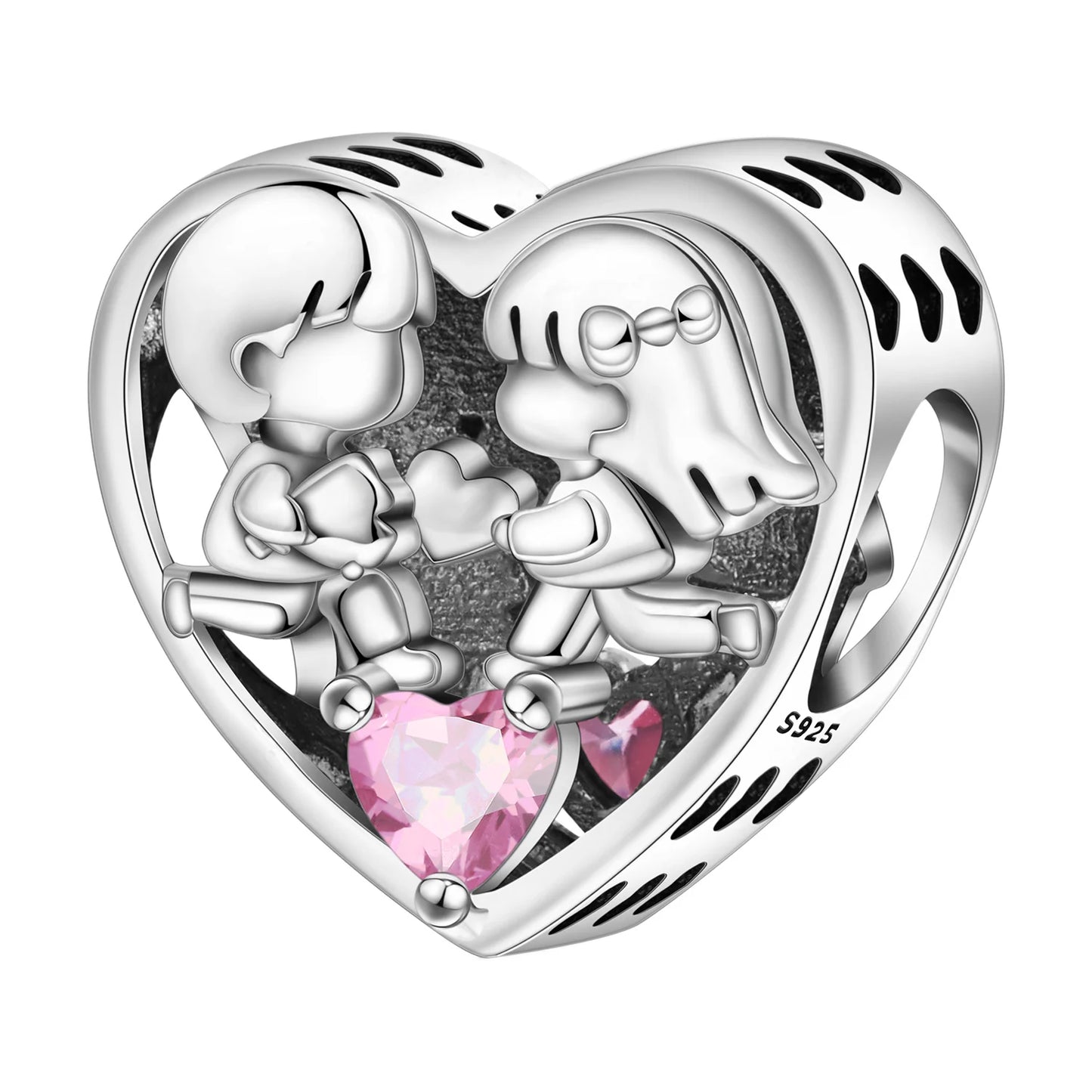 925 Sterling Silber Original Charms Perle CZ Zirkon Liebe Mama Rosa Herz Anhänger Passend für Armband DIY Damen Schmuck Geschenk für Freundin