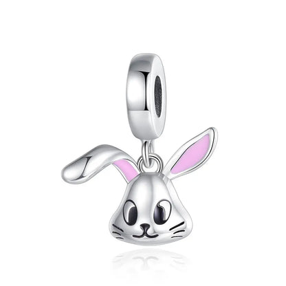 Animal Series Charms aus 925er-Sterlingsilber, Kaninchen, Katze, Pfau, Elefant, Türkei, Hund, passend für DIY-Armbänder, Halsketten, niedliche dekorative Geschenke