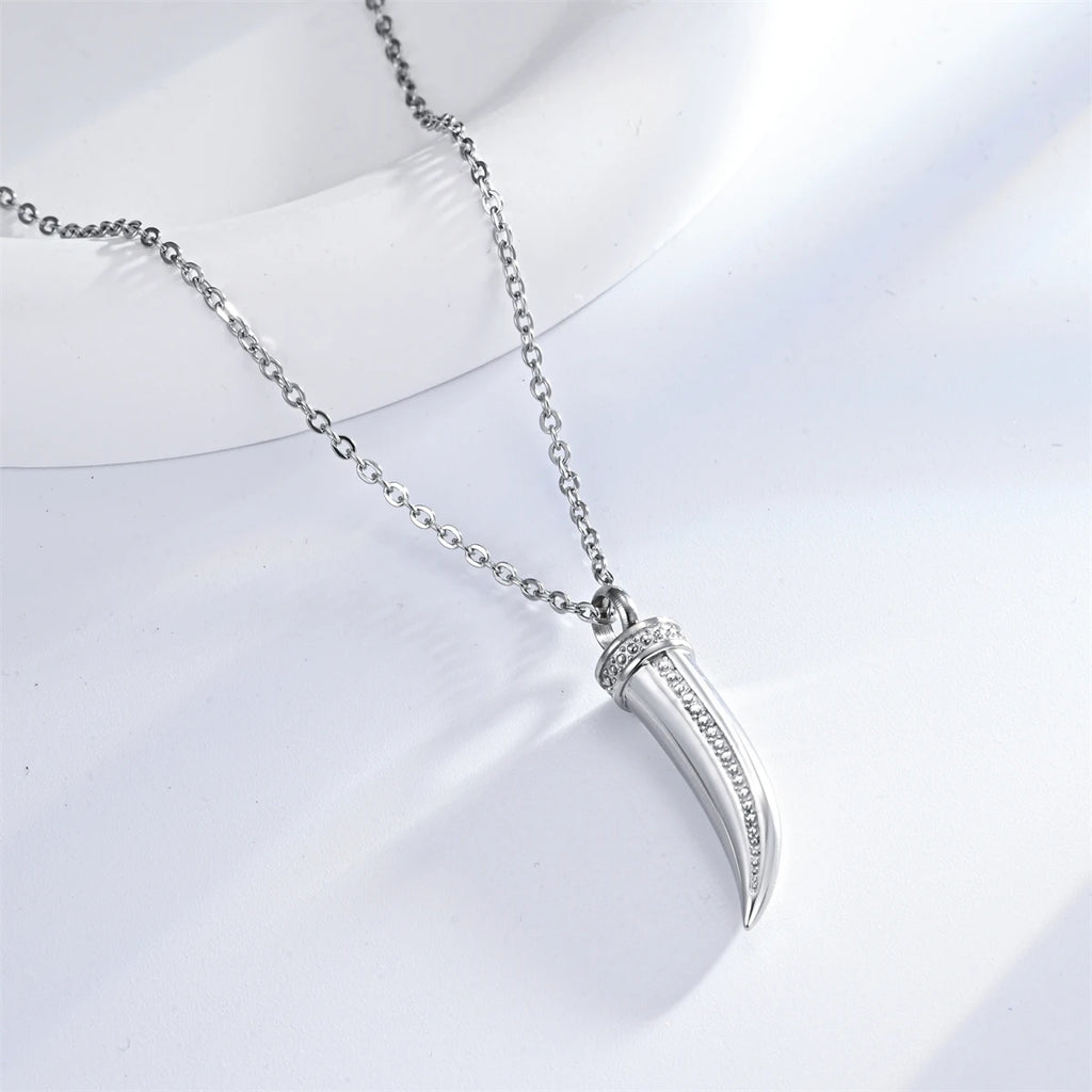Persönlichkeit Edelstahl Wolf Zähne Feuerbestattung Urne Anhänger Halskette für Frauen Männer Andenken Memorial Asche Schmuck