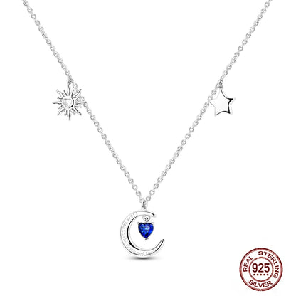 925 Sterling Silber blau Teufel Augen Palme Original Halskette Einhorn überlappen runde funkelnde Anhänger für Frauen Luxus Schmuck Geschenk