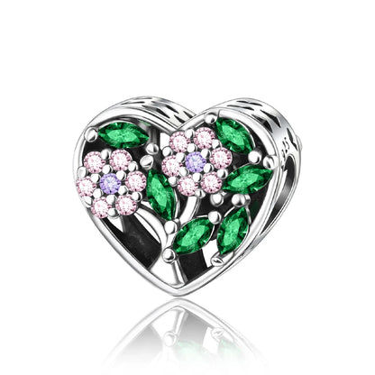 Wunderschöner Charm-Anhänger aus 925er-Sterlingsilber mit grünem Baum des Lebens, passend für DIY-Armband-Halskette. Ein Geschenk der Erlösung, das den Weg führt