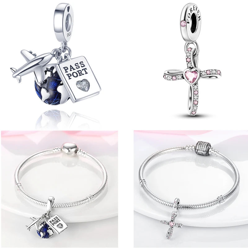 Charms aus 925er-Sterlingsilber, bunt, Sonnenblume, Hund, Jungen, Geschenkartikel, Schmetterling, Flugzeug, Erde, passend für Original-Anhänger, Schmuck, Make-up