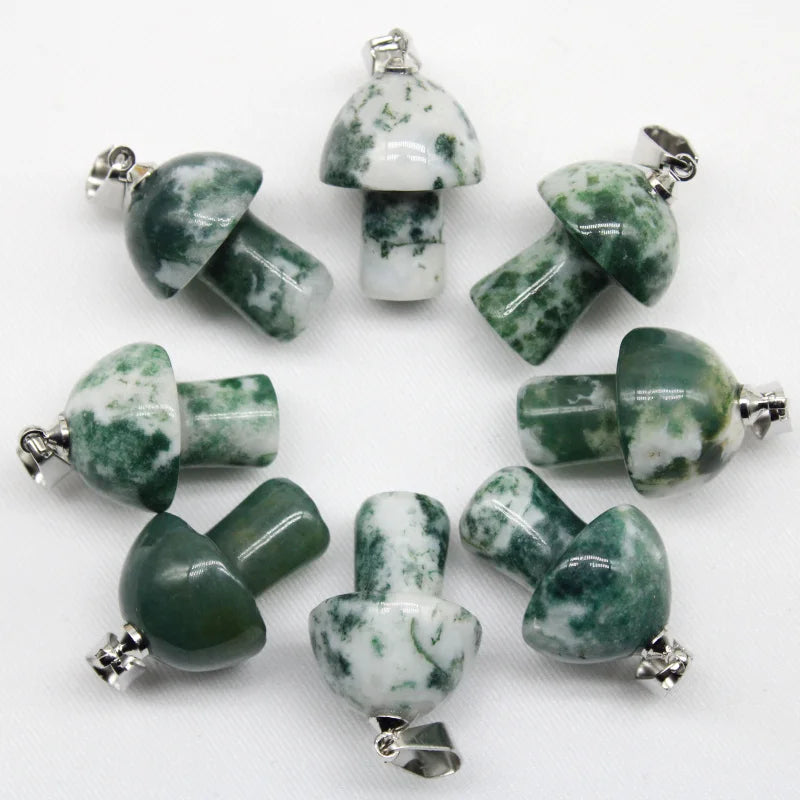 15 stücke Natürliche Stein Anhänger Quarz Kristall Amethyst Achate Aventurin Pilz Stein Anhänger für DIY Machen Zubehör