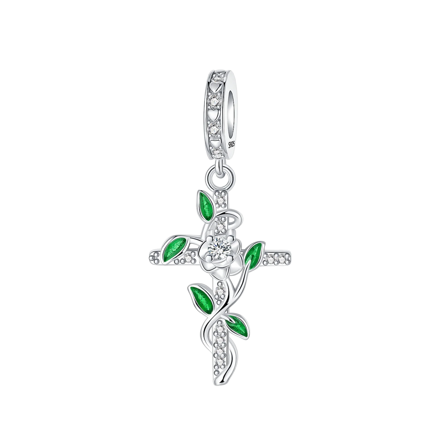 Anhänger aus 925er-Sterlingsilber, grüne Serie, Blumenbaum, Apfel-Anhänger, DIY, feine Perlen, passend für Original-Charms-Armbänder, Damenschmuck, Diy