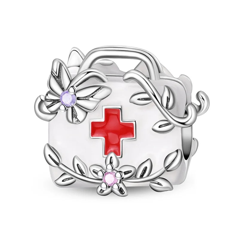 Original 925 Sterling Silber Charm Perlen Medizinische Serie Arzt Krankenschwester Pflege Für Zähne Anhänger Für Armband Edlen DIY Schmuck