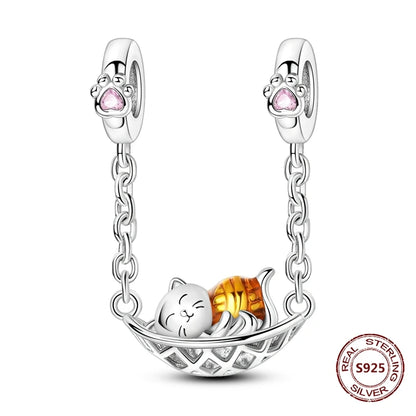 Sicherheitskette Libelle Schmetterling 925er Sterlingsilber Original Marienkäfer Kolibri Charm DIY Schmuckherstellung für Armband Armreif
