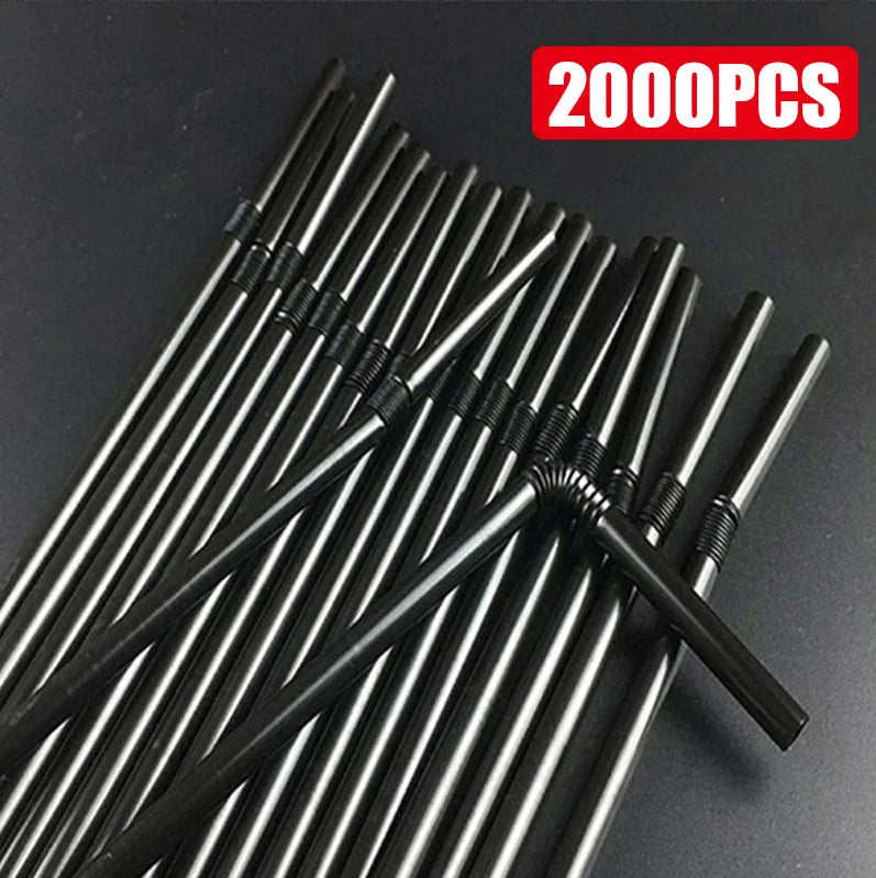 50-3000PCS Mehrfarbige Trinkhalme rietjes Milch Tee Bar Party Hochzeit Küche Home Zubehör Getränke Schwarz Stroh Großhandel