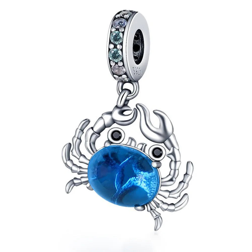 Beliebter Charm-Anhänger aus 925er-Sterlingsilber mit Delfin, sicherer Kette, Muschel und Qualle, passend für Armbänder, exquisites Strandparty-Geschenk