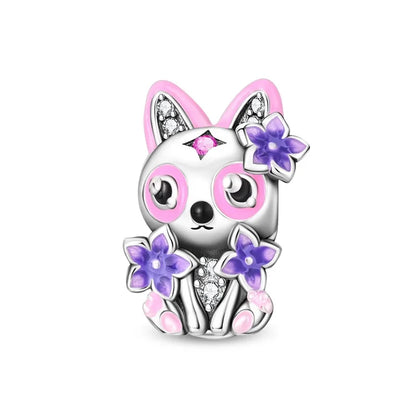 Charm-Anhänger aus 925er-Sterlingsilber mit eingelegten herzförmigen Perlen und Rosen-Anhänger, passend für Schlangenarmband, Boutique-Halskette, lila Anhänger, Geschenk